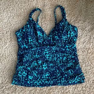 Lands End Navy/Aqua tankini top size 18